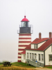 Sticker - USA, Maine. West Quoddy Head Light at Quoddy Head State Park in Lubec, Maine. Easternmost point in the United States.