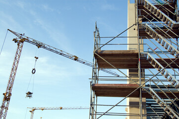 Construction Area With Frame And Crane