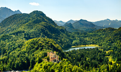 Canvas Print - View of Hohenschwangau Castle in the Bavarian Alps, southern Germany