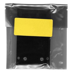 Sticker - sacket with yellow tag label isolated over white