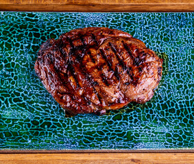 Wall Mural - Beef rib-eye steak. Close up