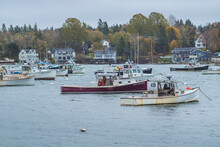 USA, Maine, Mt. Desert Island, Bernard. Lobster Boats.