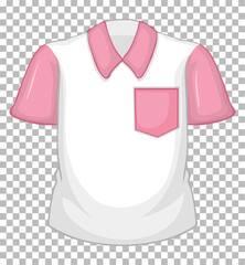 Poster - Blank white shirt with pink short sleeves and pocket on transparent