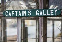 USA, Maine, Mt. Desert Island. Southwest Harbor, Sign For The Captain's Galley.