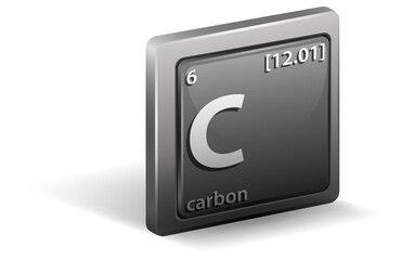 Wall Mural - Carbon chemical element. Chemical symbol with atomic number and atomic mass.