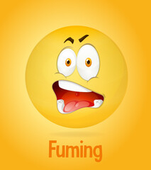 Poster - Fuming facial expression on yellow background