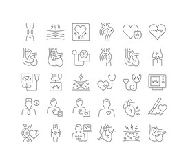 Wall Mural - Set of linear icons of Cardiology