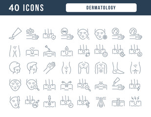 Wall Mural - set of linear icons of dermatology