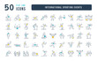 Set of linear icons of International Sporting Events