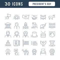 Sticker - Set of linear icons of Presidents Day