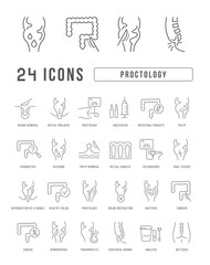 Wall Mural - set of linear icons of proctology