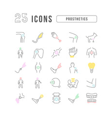 Poster - Set of linear icons of Prosthetics