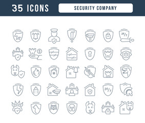 Wall Mural - Set of linear icons of Security Company