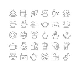 Poster - Set of linear icons of Tea