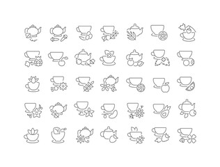 Poster - Set of linear icons of Types of Tea