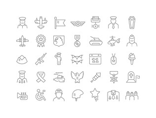 Wall Mural - set of linear icons of veterans day
