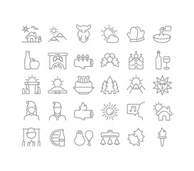 Poster - Set of linear icons of Winter Solstice