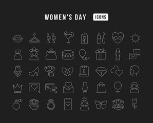 Wall Mural - Set of linear icons of Women's Day