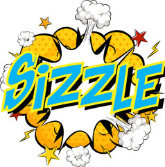 Wall Mural - Word Sizzle on comic cloud explosion background