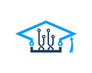 Sticker - Combination graduation hat with circuit tech