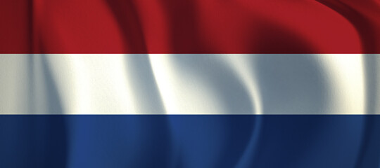 Wall Mural - 3D rendering of the wave Netherlands flag.