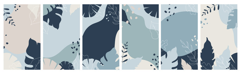 Poster - jungle copy space illustration in cool tone color. vector design for text, quotes, copy text, etc. on social media, websites, cards, and much more. modern nature illustration collection.