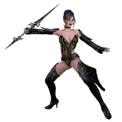 3d illustration of an woman with a fantasy outfit