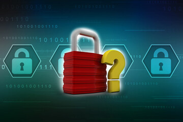 Poster - 3d rendering question mark with lock
