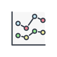 Poster - Dotted chart color line icon. Graph with dots vector outline colorful sign.