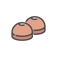 Poster - Chocolate candy color line icon. Choco sweets vector outline colorful sign.