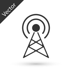 Poster - grey antenna icon isolated on white background. radio antenna wireless. technology and network signa