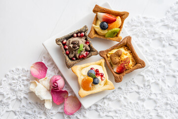 Wall Mural - home made baking tartlet pastry selection 