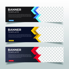 Wall Mural - Modern Abstract web banner with place for photo. Horizontal Layout template. Business Ad banner. Vector EPS 10