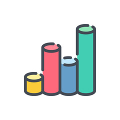  - Chart color line icon. Graph vector outline colorful sign.