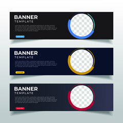 Wall Mural - Modern Abstract web banner with place for photo. Horizontal Layout template. Business Ad banner. Vector EPS 10