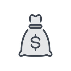 Poster - Money bag color line icon. Banking bag with dollar vector outline colorful sign.
