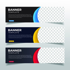 Wall Mural - Modern Abstract web banner with place for photo. Horizontal Layout template. Business Ad banner. Vector EPS 10