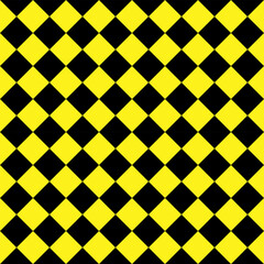 Poster - Checkered seamless pattern. Abstract wallpaper, black and yellow flooring illusion pattern texture background. 3d squares illustration
