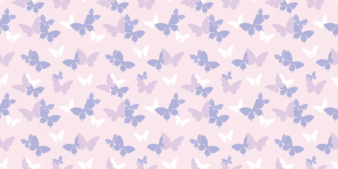 Poster - Purple butterflies, seamless repeat pattern background