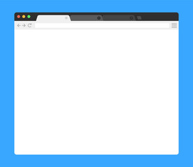 Poster - Browser mockup on blue background. Web browser in flat style. Vector illustration.