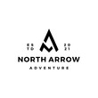 NA letter mark north arrow compass logo vector icon illustration