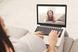 © Prostock-studio - Young pregnant woman speaking to her daughter on webcam, using online video chat on laptop from home