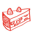Handgezeichnetes Tortenstück in rot