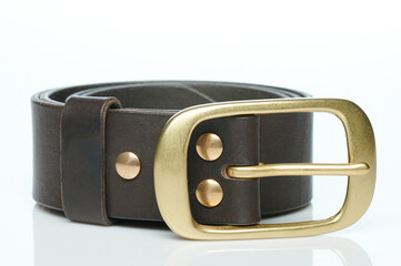 Sticker - Metal buckle on brown leather belt