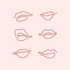 Contour line illustration of lips for  beauty salons, cosmetics. 