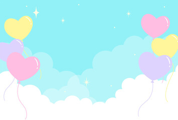 Wall Mural - vector background with heart balloons in the sky for banners, cards, flyers, social media wallpapers, etc.