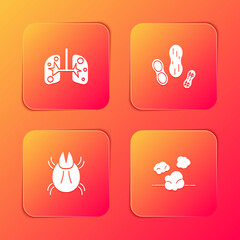 Wall Mural - Set Lungs, Peanut, Parasite mite and Dust icon. Vector.