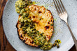 Roasted celeriac steak with capers and herb sauce