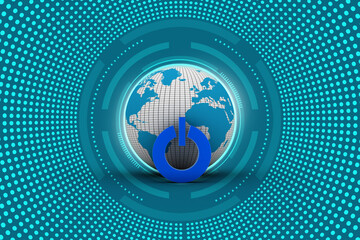 Poster - 3d illustration power symbol with globe