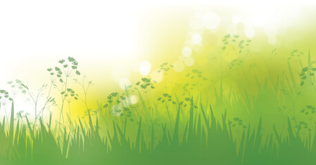 Wall Mural - vector green grass, nature background. spring bokeh background.